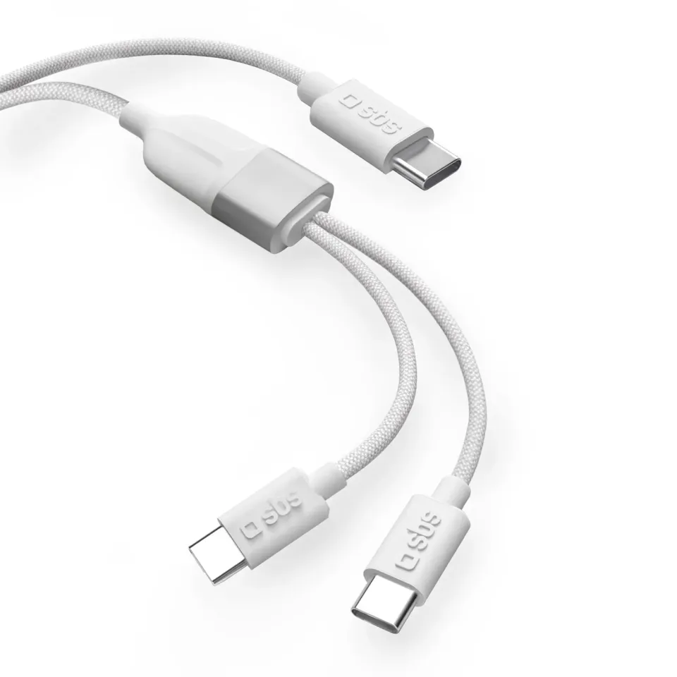 SBS USB-C Splitter Y-Kabel 60W PD 1,5 m Gewebe