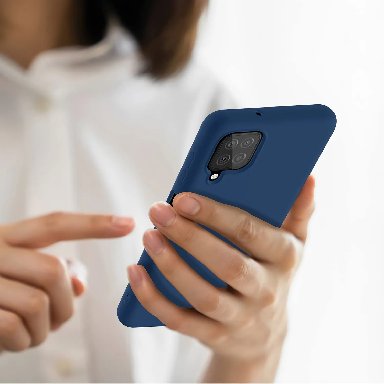 YATWIN Galaxy A12 Hülle Blau Silikon Dünn 1mm Schutz