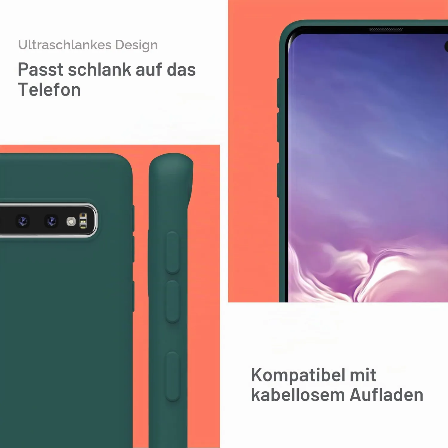 YATWIN Silikon Handyhülle Samsung S10 Plus grün matt