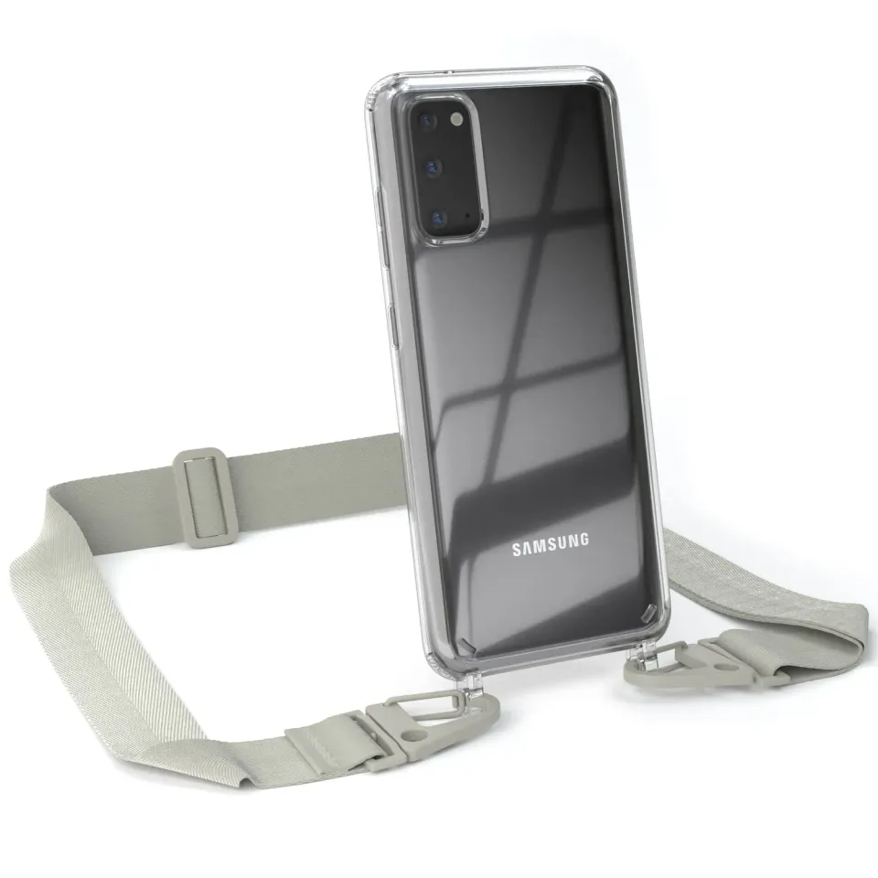 EAZY CASE Galaxy S20 Handykette Transparent Taupe Grau Band