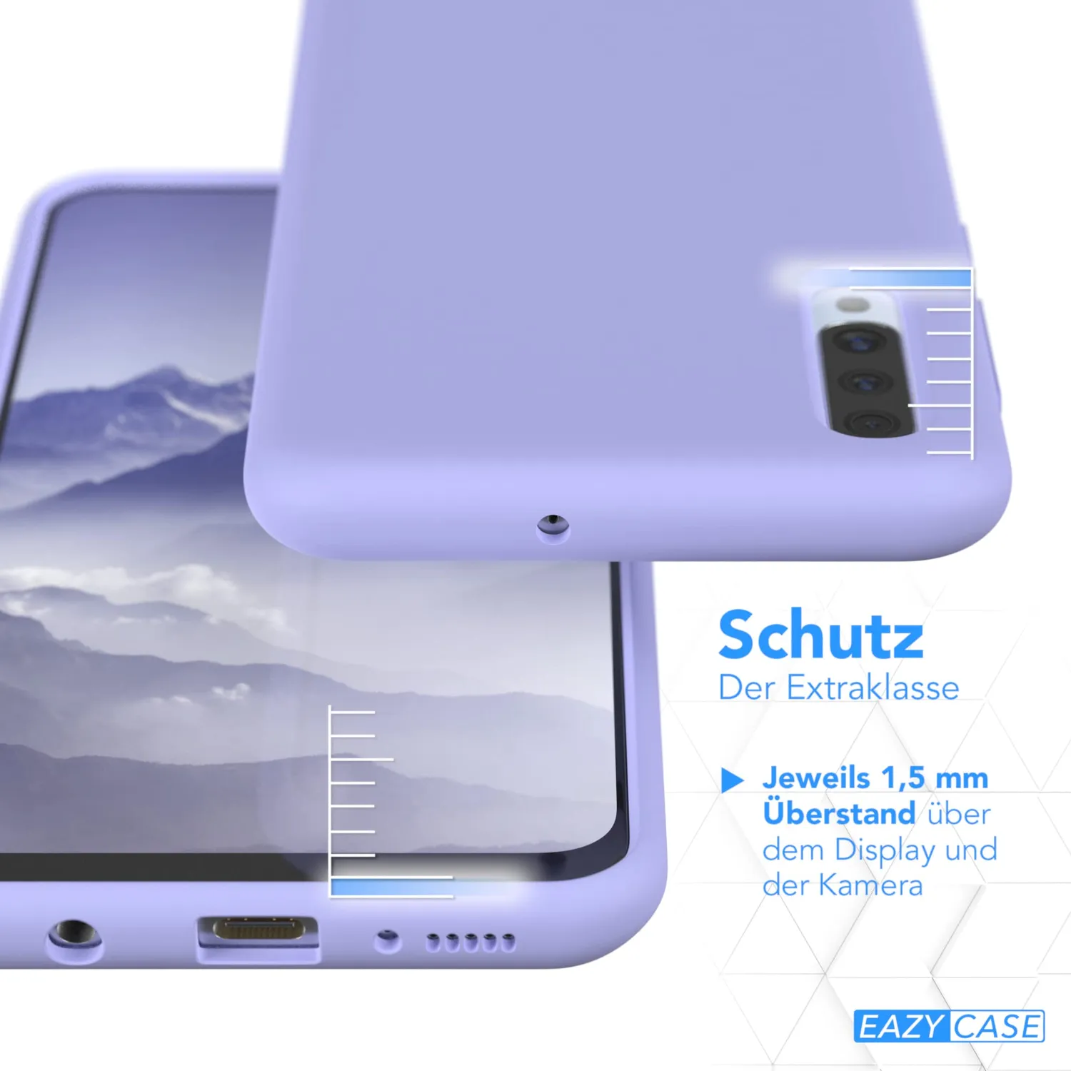 EAZY CASE Galaxy A50 Silikonhülle Lavendel Lila Premium
