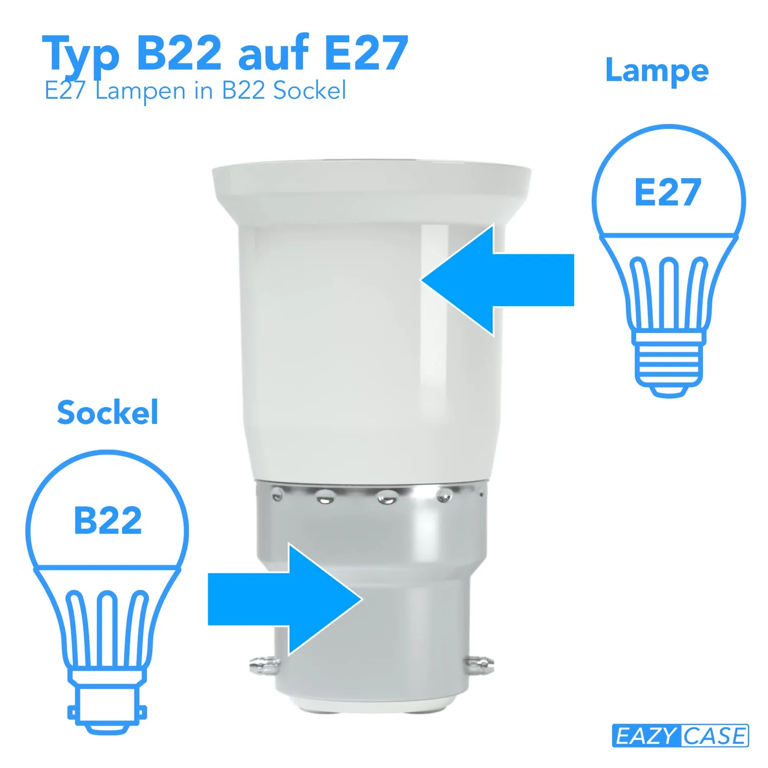 EAZY CASE Y-Form B22 E27 Lampenadapter 4er Weiß