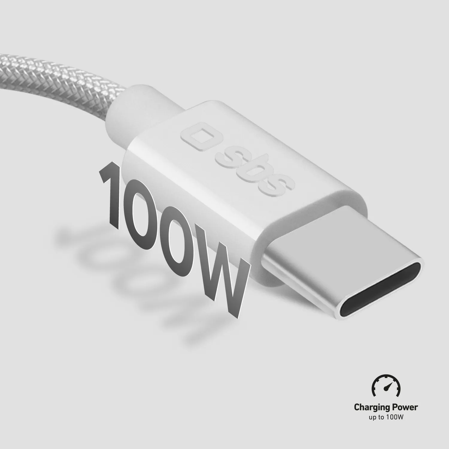 SBS USB-C Kabel 100W PD 1,5m Nylon grau Schnellladekabel