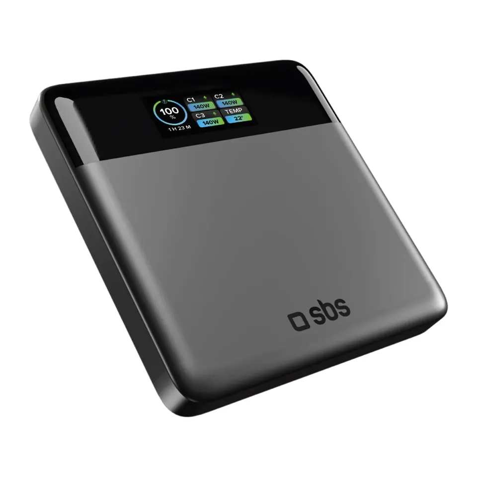 SBS 20000 mAh Powerbank 100W USB-C TFT-Display 3 Ports
