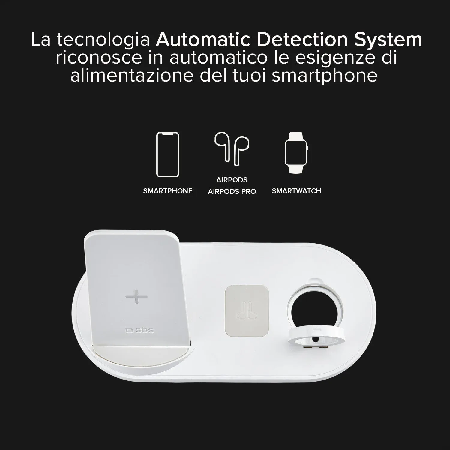 SBS Qi Wireless 3 in 1 Ladestation Apple schwarz