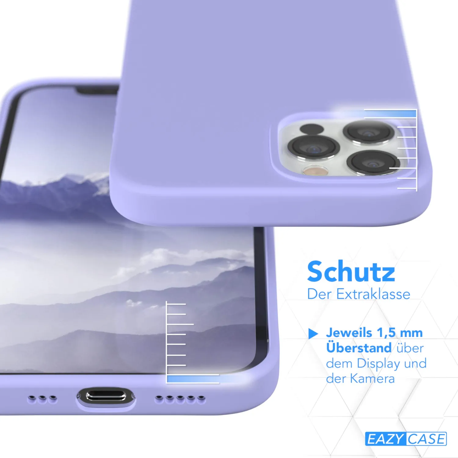 EAZY CASE Premium Silikon iPhone 12 Handyhülle Lavendel Lila matt