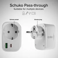 SBS 20W Schuko Wandladegerät USB-C + USB-A mit Steckdose
