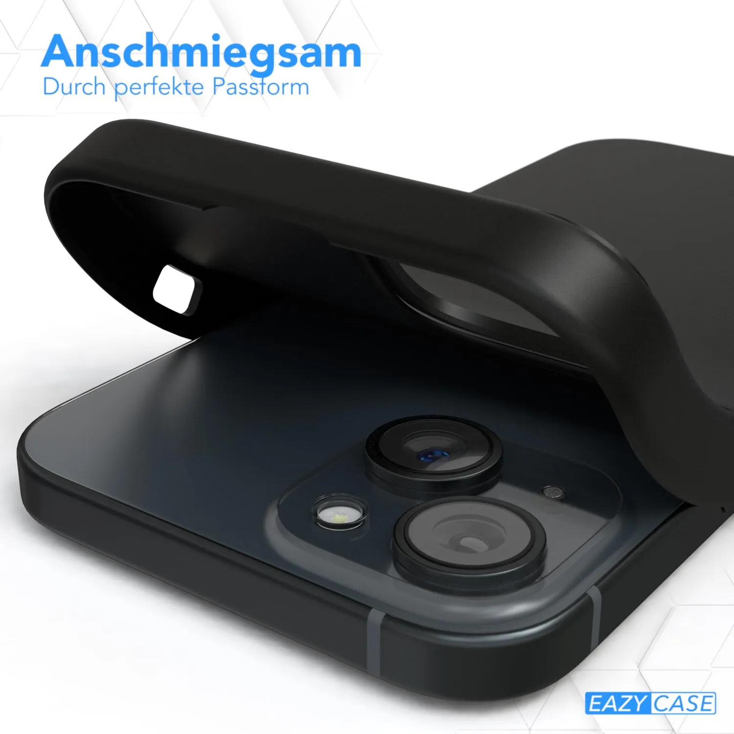 EAZY CASE iPhone 15 Silikonhülle Schwarz Matt 0,8 mm