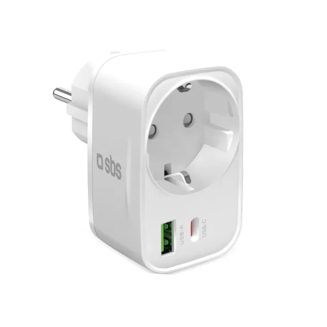 SBS 20W Schuko Wandsteckdose USB Ladegerät 2-Port
