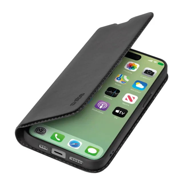 SBS Wallet Smooth Booklet Hülle iPhone 15 Pro Max schwarz