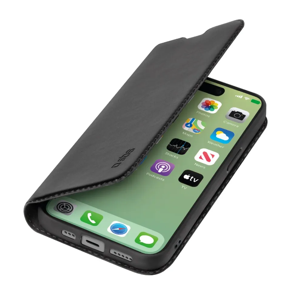 SBS Wallet Smooth Booklet Hülle iPhone 15 Pro Max schwarz