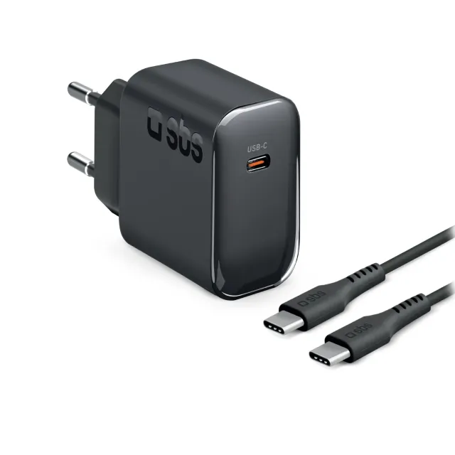 SBS 45W PD Ladegerät mit USB-C Kabel 2m GaN