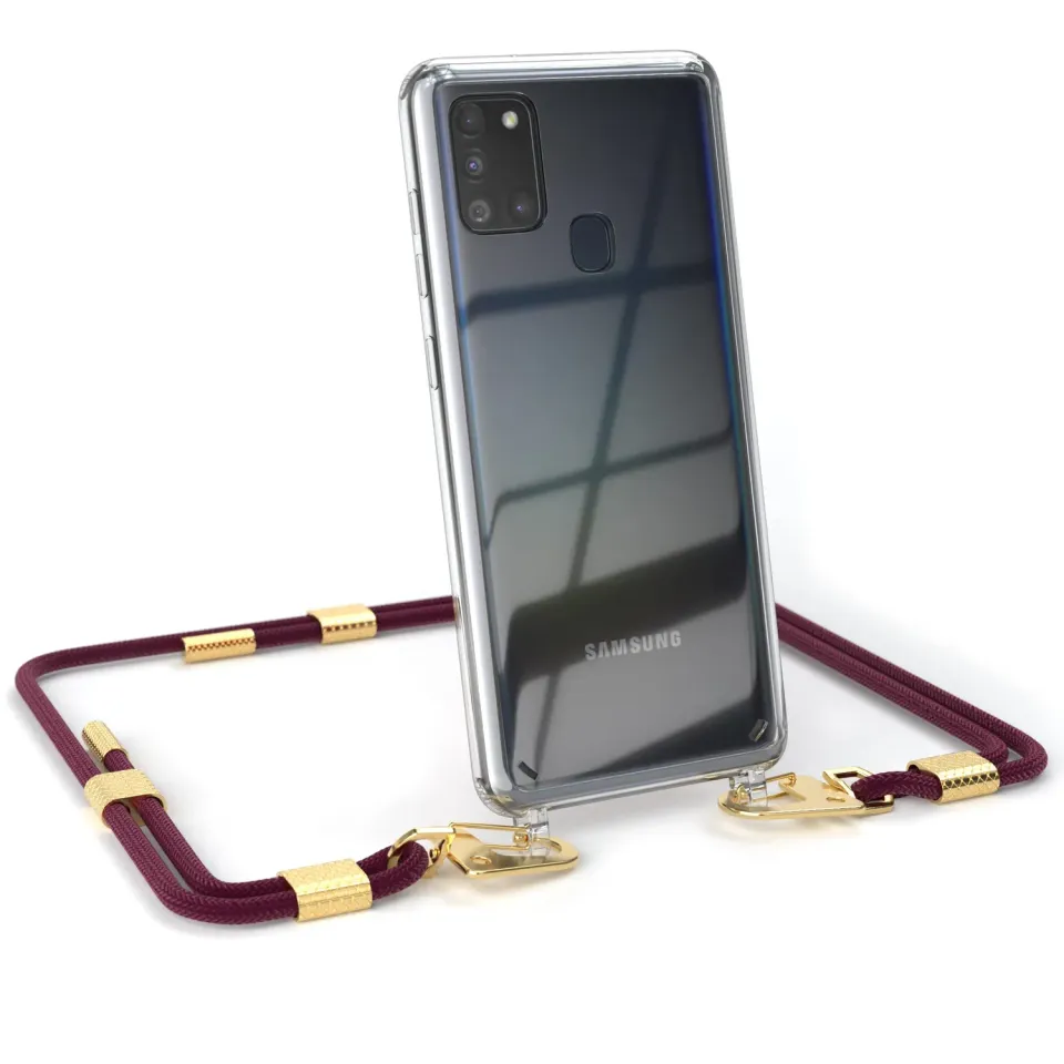 EAZY CASE Galaxy A21s Handykette Karabiner Beere Gold Clear
