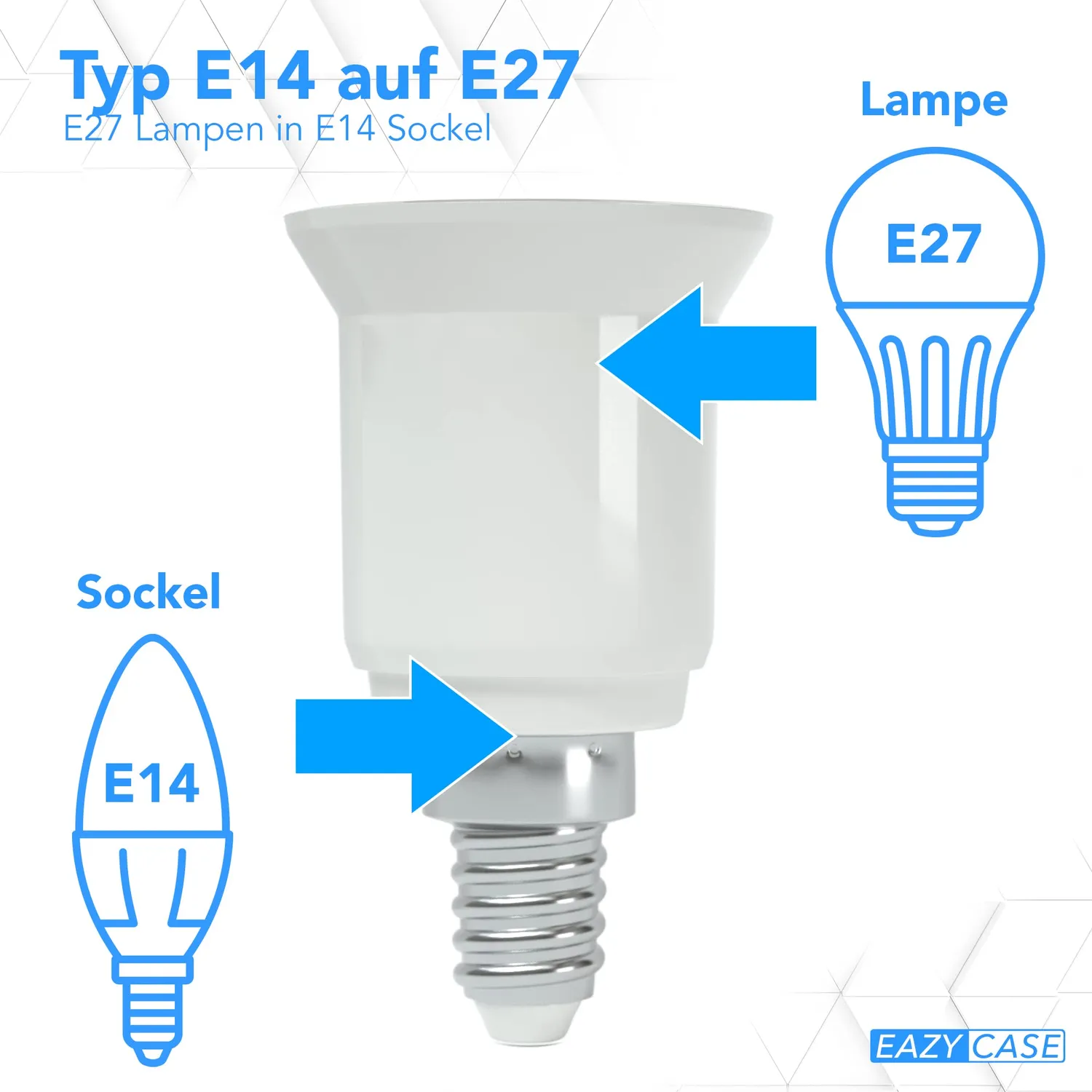 EAZY CASE E14 auf E27 Lampensockel Adapter Weiß 4er