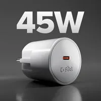 SBS Wandladegerät Schuko USB-C 45W PD mit Steckdose