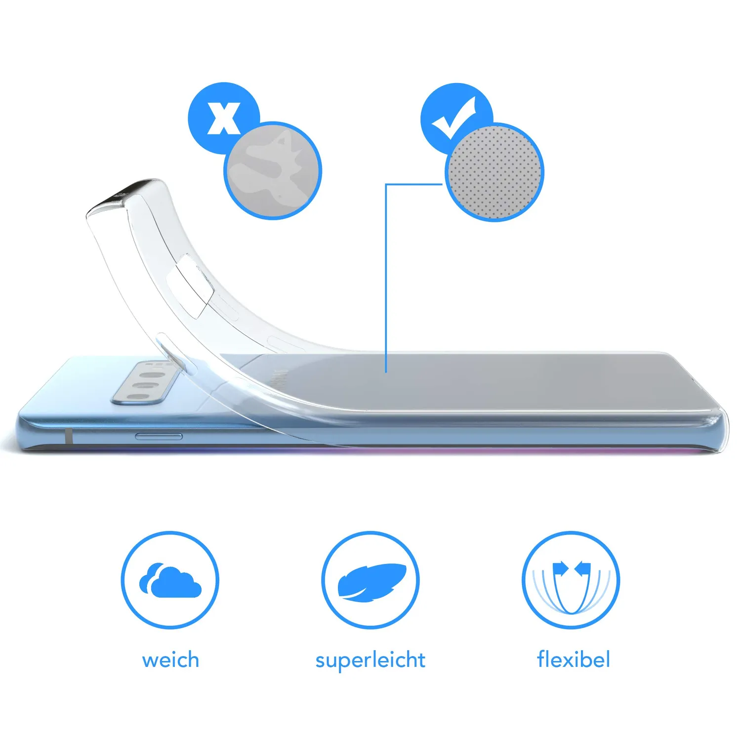 EAZY CASE Galaxy S10 Silikonhülle Transparent 0,8mm dünn
