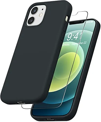 YATWIN Silikon Handyhülle iPhone 12 12 Pro Grau matt Ganzkörper