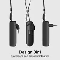 SBS Hybride 5000 mAh PD 20W Powerbank mit Stecker LCD