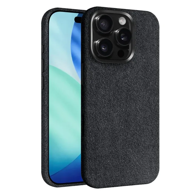 arktis iPhone 16 Pro Hülle Alcantara Schwarz MagSafe