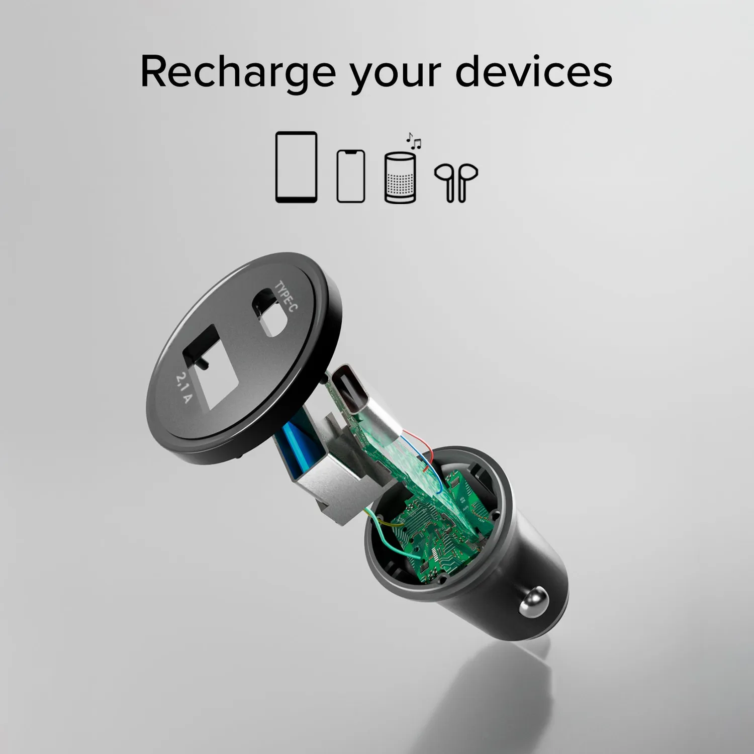 SBS Auto Ladegerät Type-C USB 2.1A Dual 12V