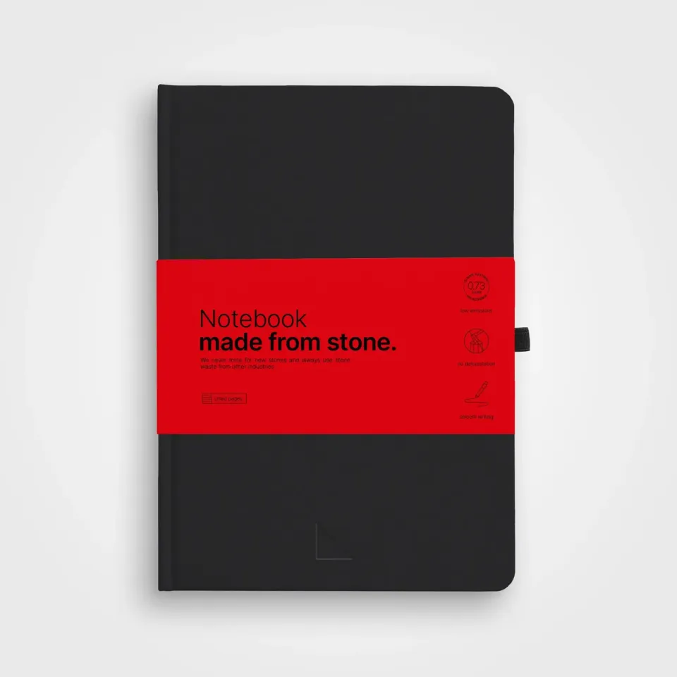 agood company Stone Paper Notizbuch A5 Black Hardcover