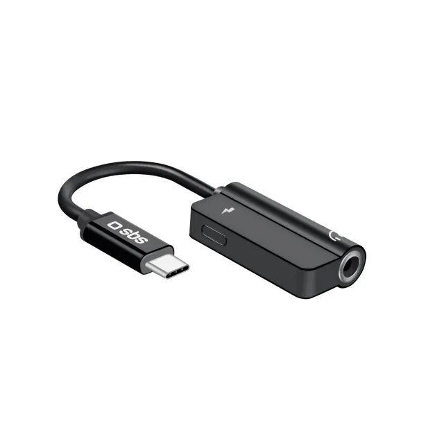 SBS USB-C auf Klinke Ladeadapter 3,5mm 9cm schwarz