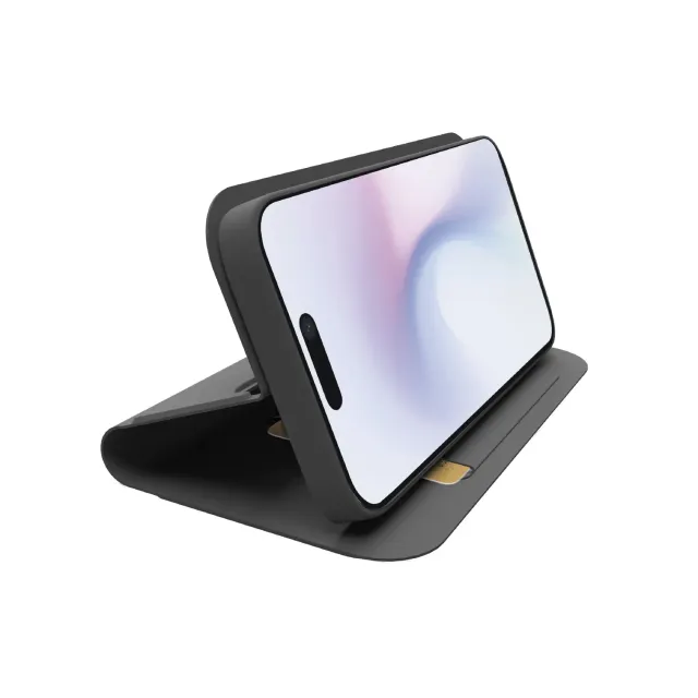SBS Wallet Smooth 16 Pro Max Handyhülle Schwarz Stand