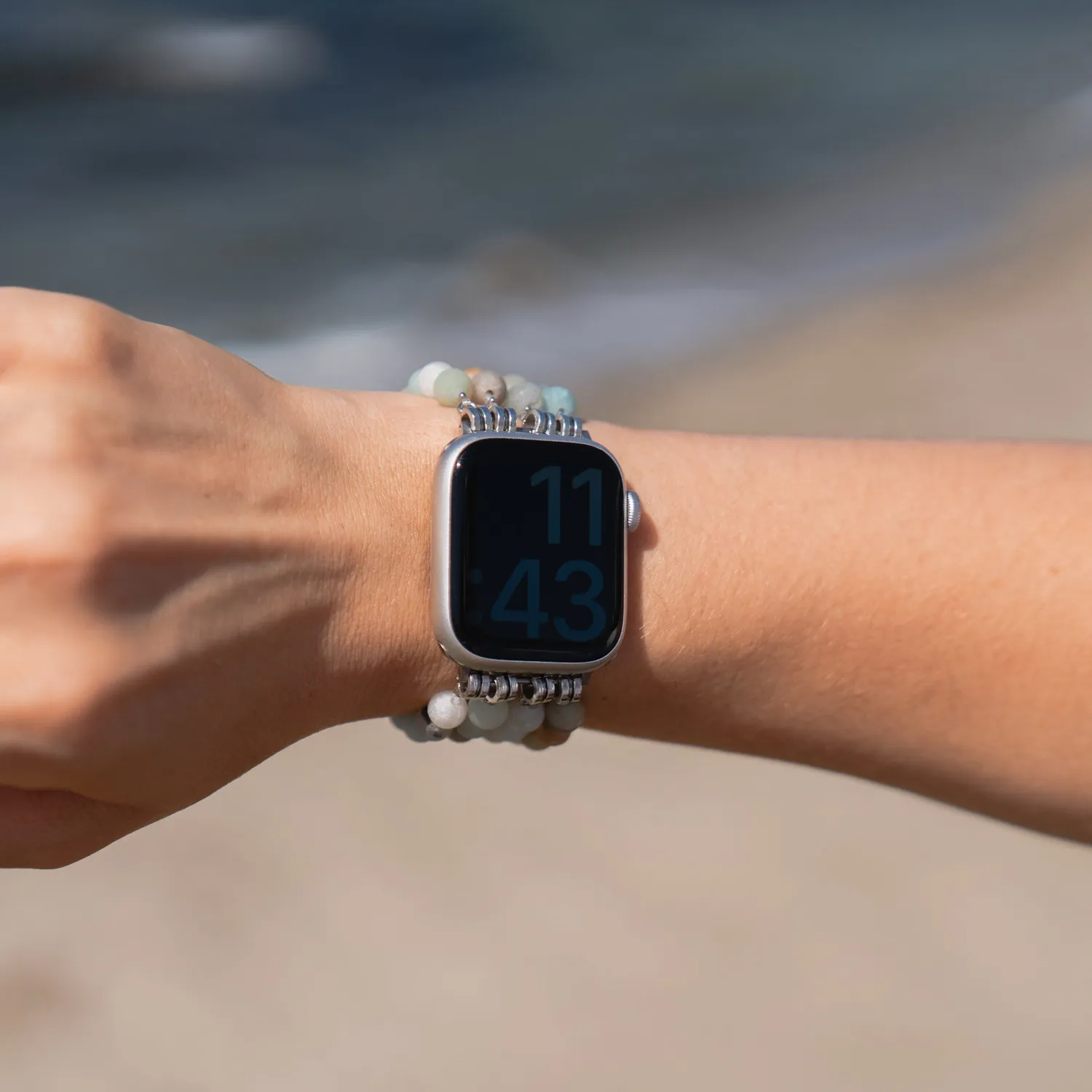 arktisband Ocean Spirit Apple Watch Armband Amazonit-Perlen 49/46/45/44 mm