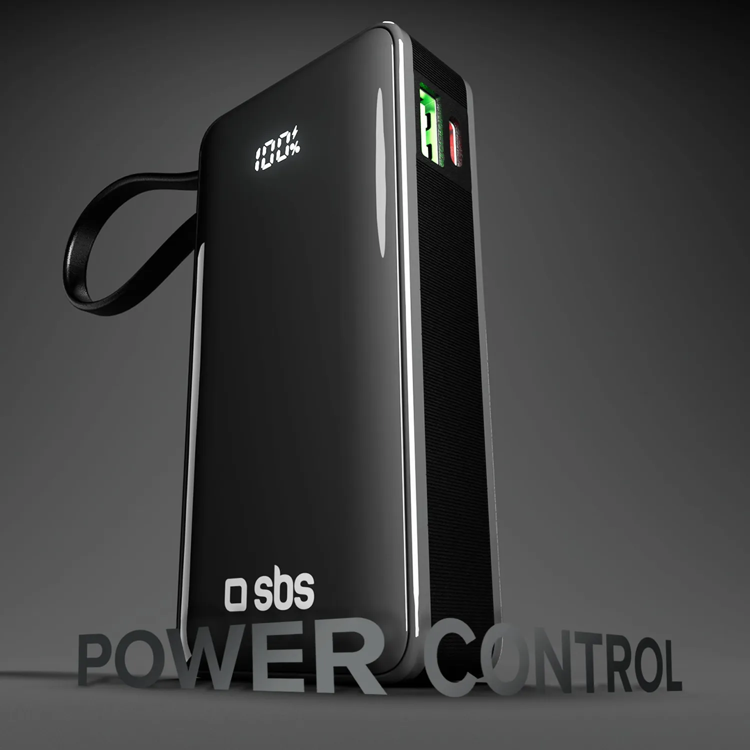 SBS 10000 mAh Powerbank Schwarz mit USB-C Kabel
