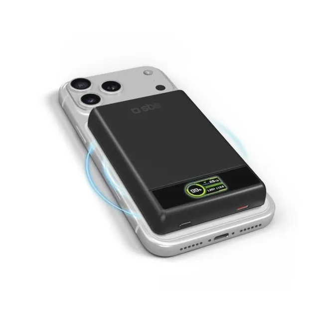 SBS 10000 mAh magnetische Powerbank MagSafe Display 15W