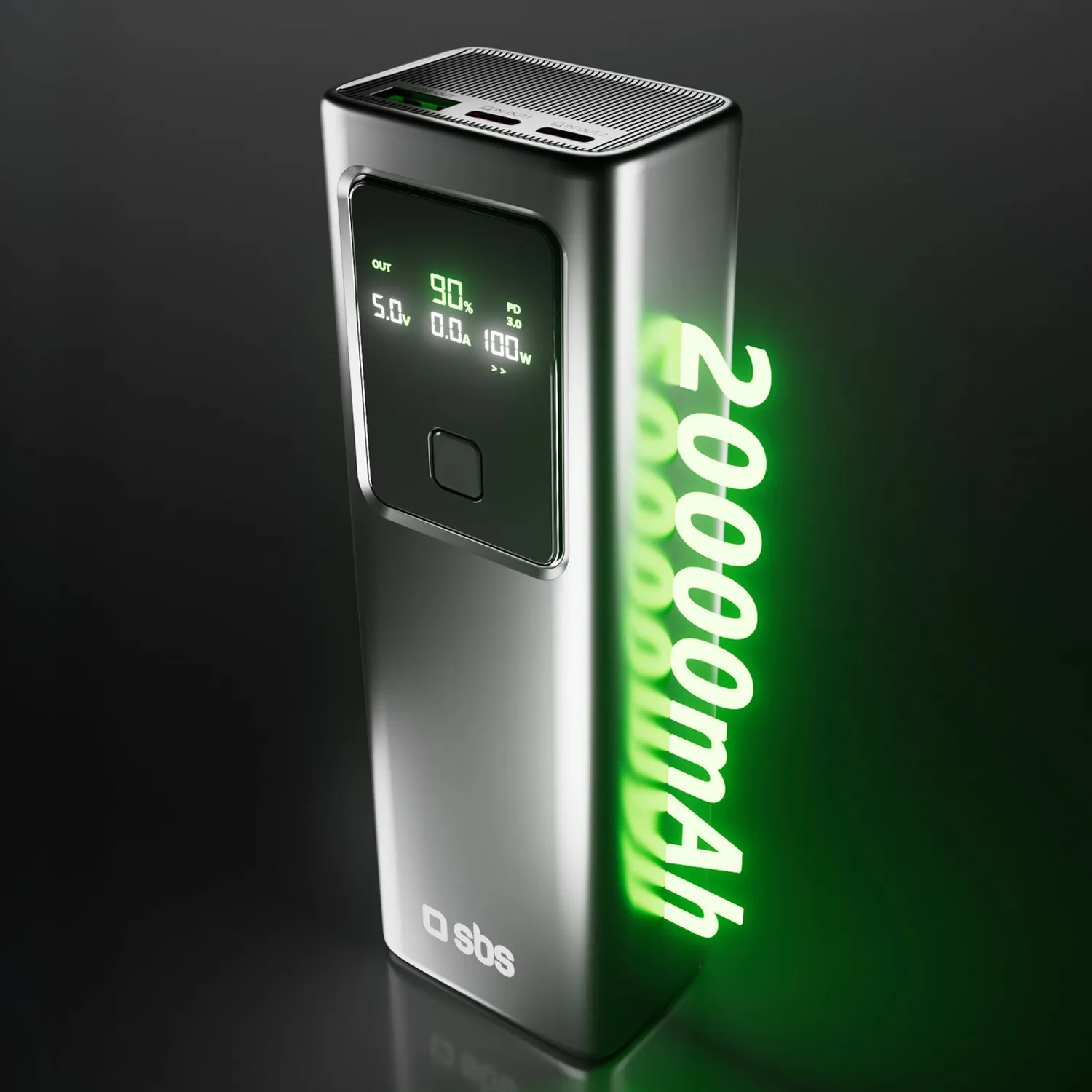 SBS LCD Powerbank 20000 mAh PD 100W schwarz