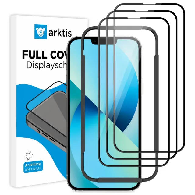 arktis FULL COVER iPhone 13 mini Panzerglas 3er Set 9H