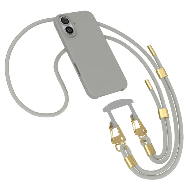 EAZY CASE iPhone 16 Hülle mit Band Karabiner Grau