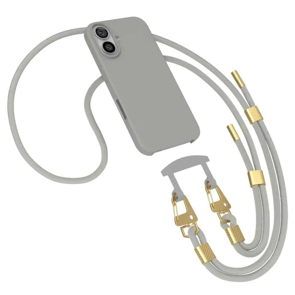 EAZY CASE iPhone 16 Hülle mit Band Karabiner Grau