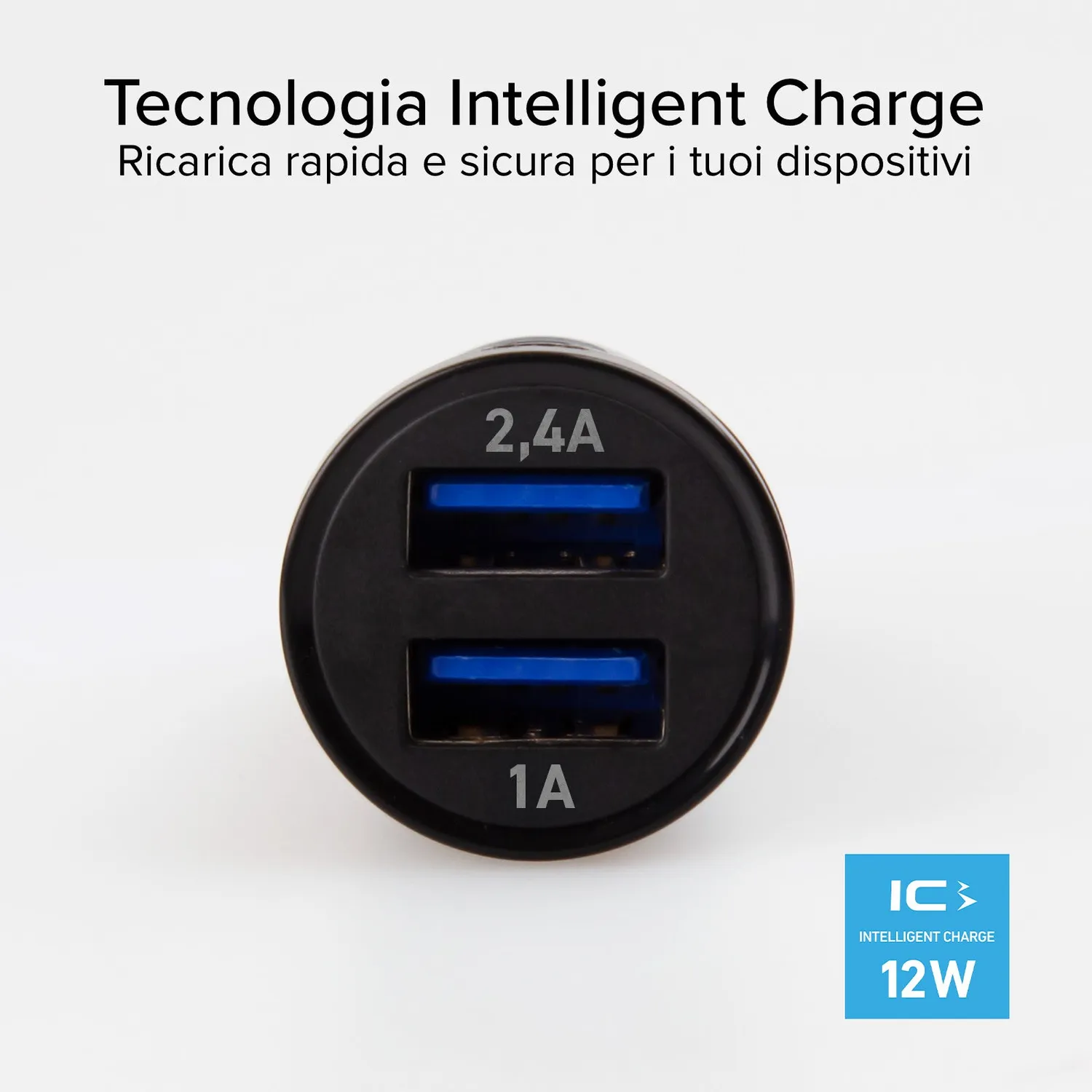 SBS 12 Watt Mini Autoladegerät Dual-USB 2-Port schwarz