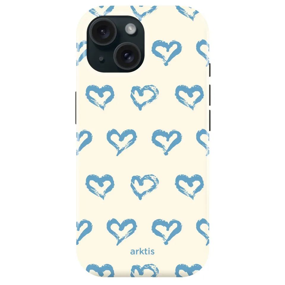 arktis Blue Hearts iPhone 14 Hülle MagSafe