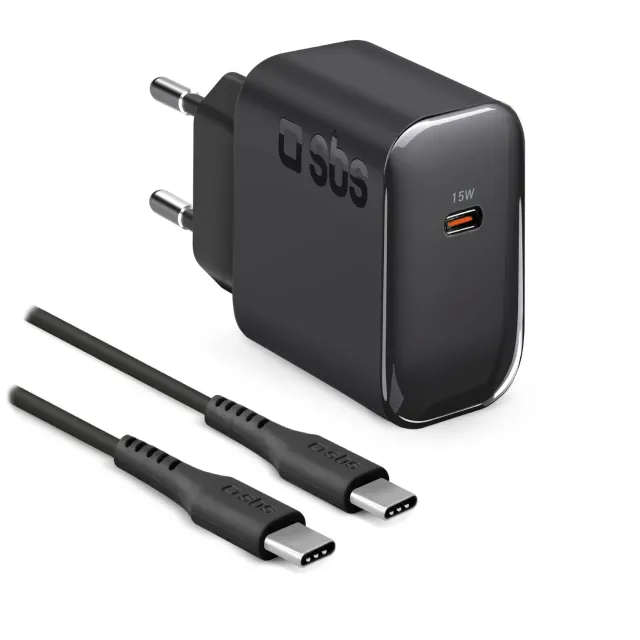 SBS 15W USB-C Ladegerät Set mit 1m Kabel AFC