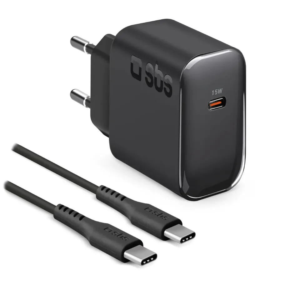 SBS 15W USB-C Ladegerät Set mit 1m Kabel AFC