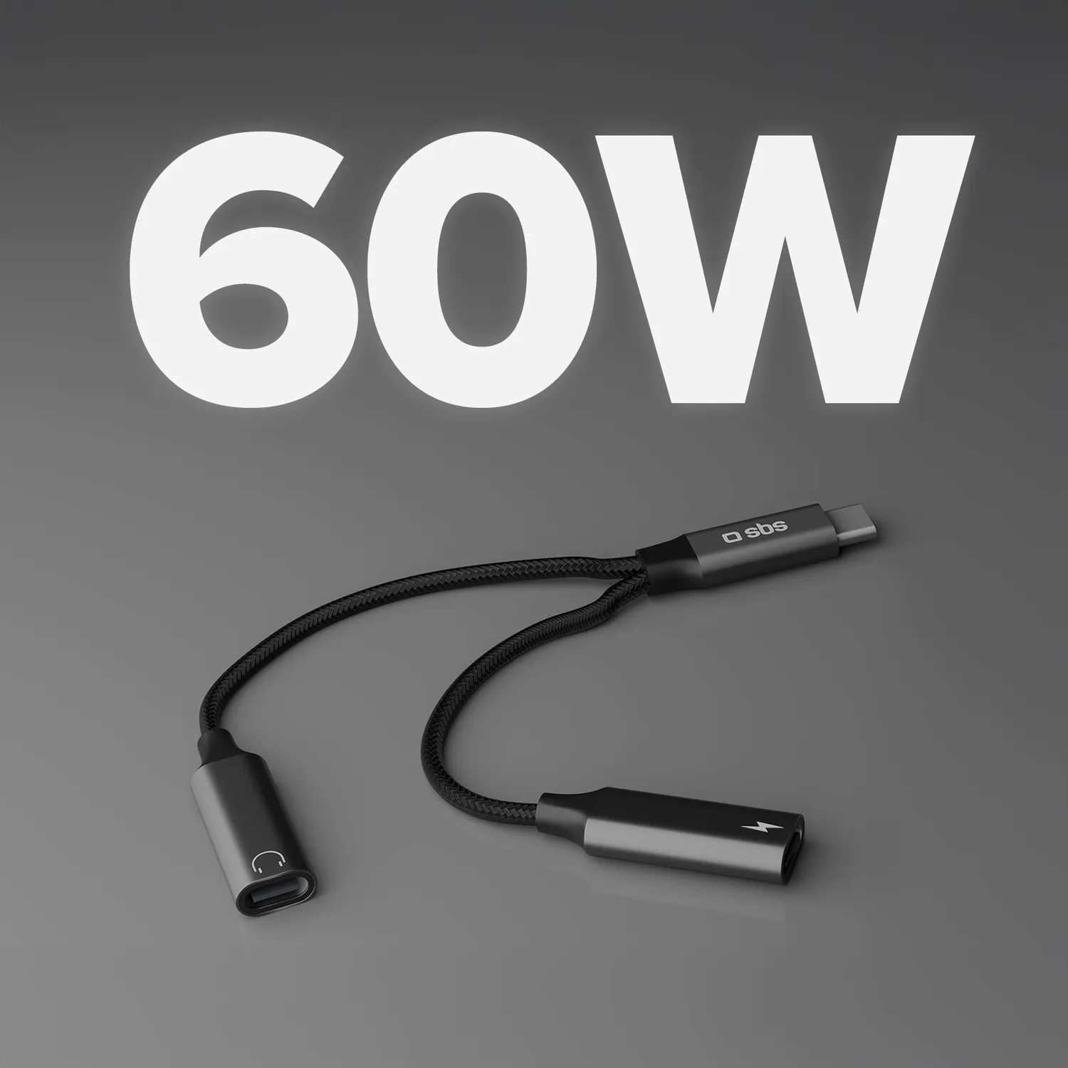 SBS USB-C Splitter Audio + 60W Laden 13 cm