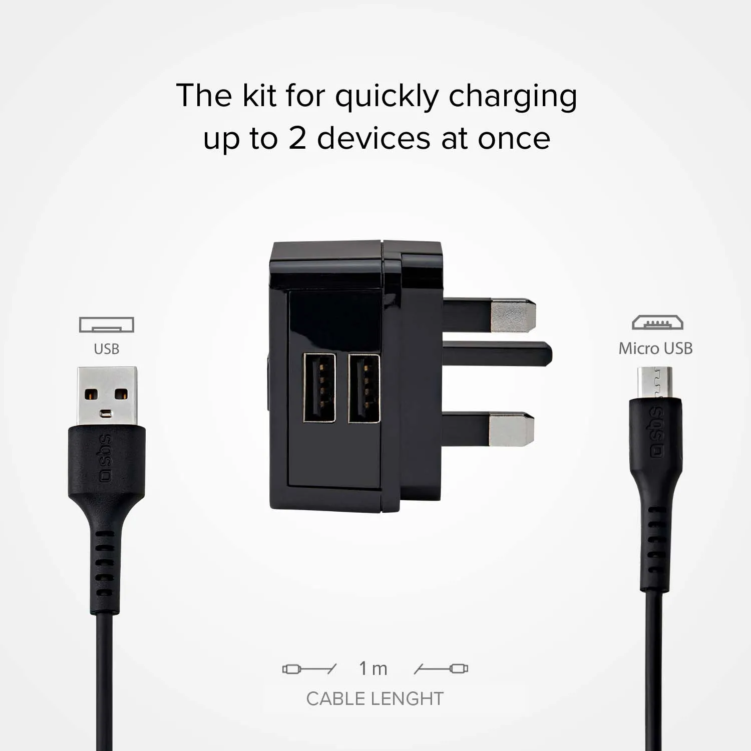 SBS UK Ladegerät 10W + Micro-USB Kabel 1m Set