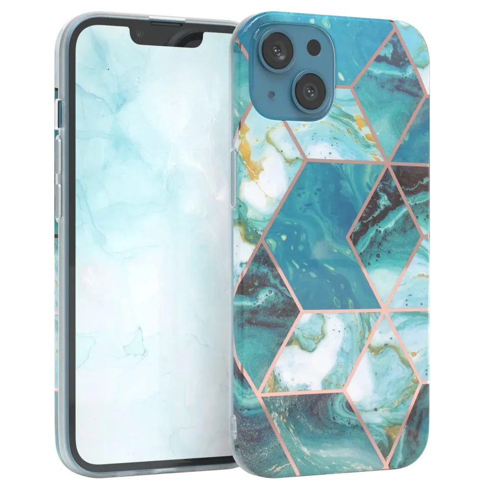 EAZY CASE iPhone 13 Silikonhülle Geometrie Grün