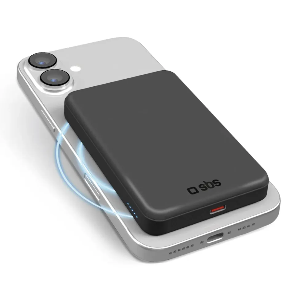 SBS Mag Powerbank Qi2 5000mAh magnetisch 15W schwarz