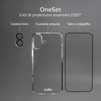 SBS D3O iPhone 16 Schutzset Hülle Glas Transparent