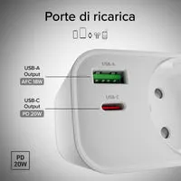 SBS 20W Schuko Wandladegerät USB-C + USB-A mit Steckdose