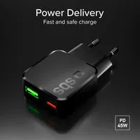 SBS 45W USB-C Wandladegerät Dual-Port PD schwarz flach