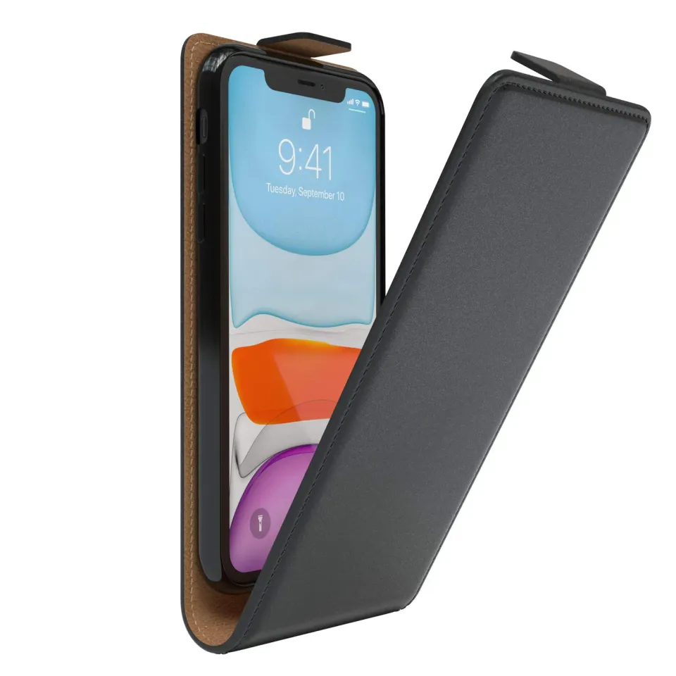 EAZY CASE iPhone 11 Klapphülle Kunstleder Schwarz