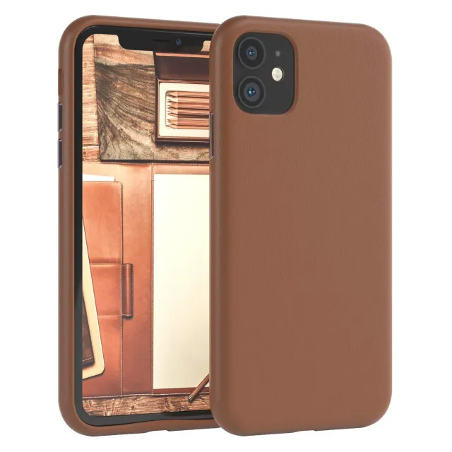 EAZY CASE iPhone 11 Kunstlederhülle Braun Qi