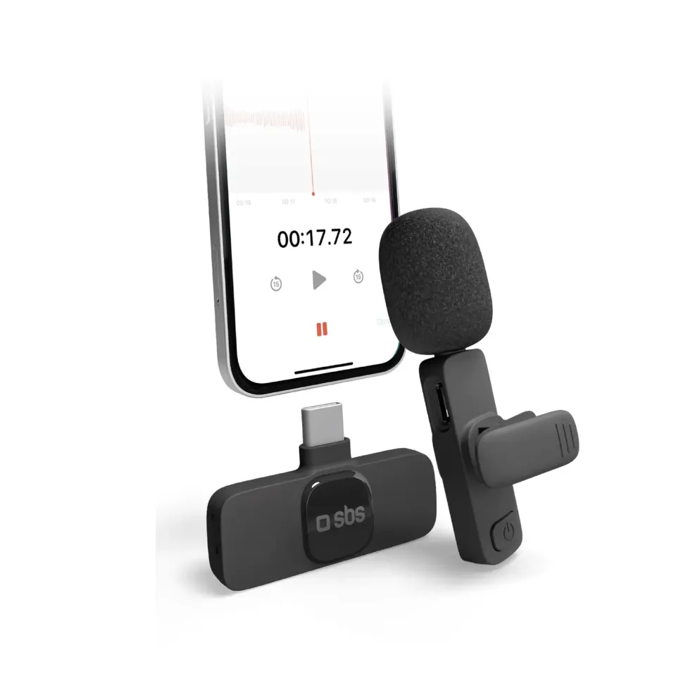 SBS Funkmikrofon USB-C Mikrofon mit Clip 20 m