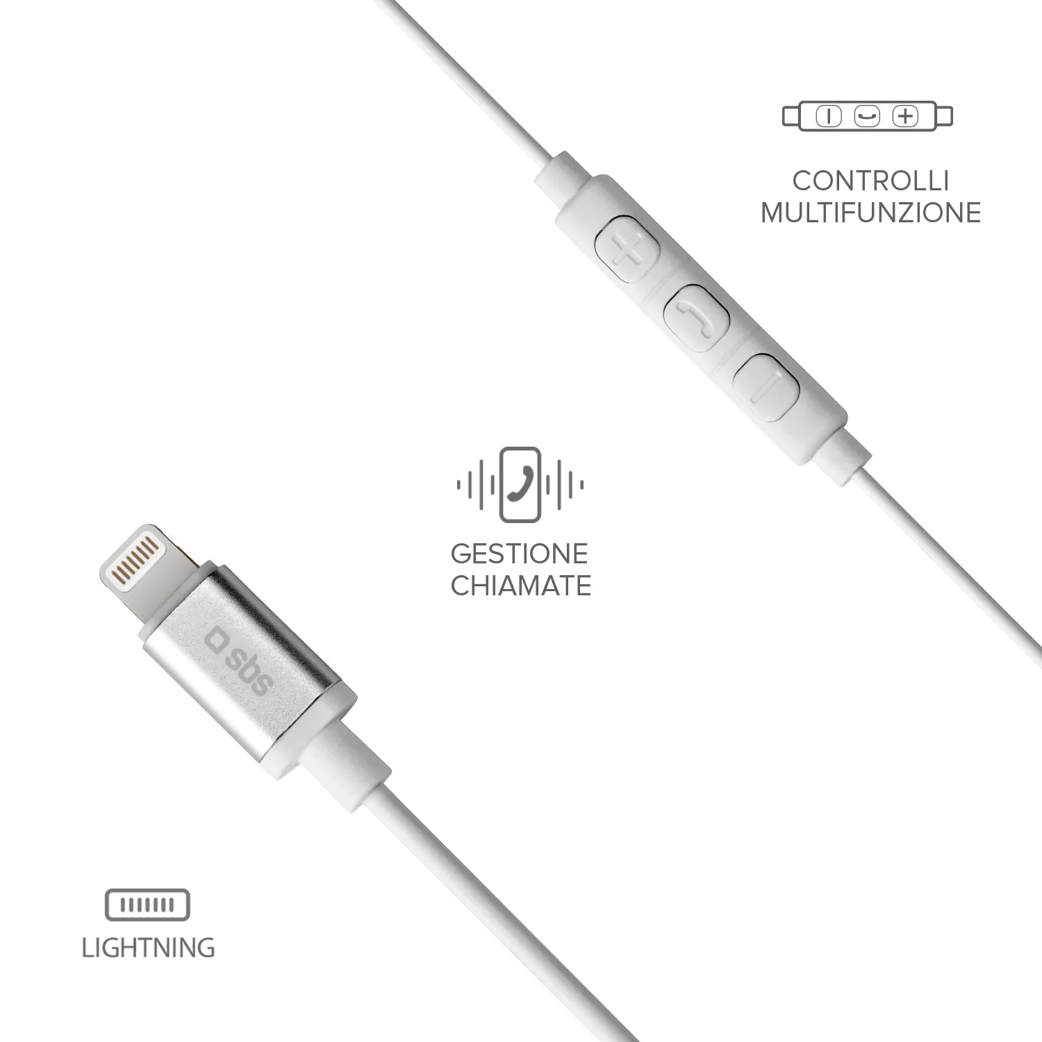 SBS Lightning Kopfhörer Weiß In-Ear mit Mikrofon