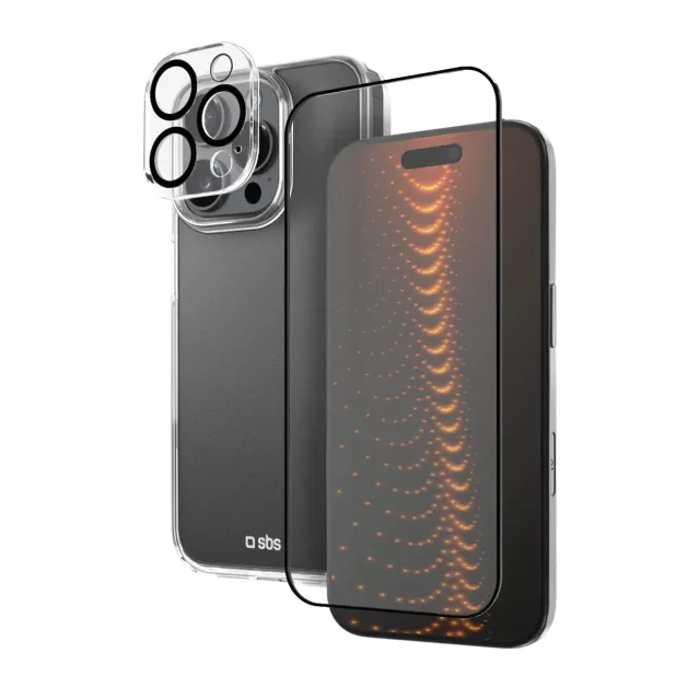 SBS D3O Schutzset iPhone 16 Pro transparent 3-teilig stoßsicher